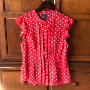 Sheer coral polka dot blouse